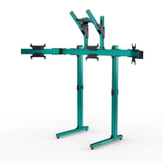 SIMGASM Apex Free Standing Quad Monitor Stand VESA 75/200 in green, angled view
