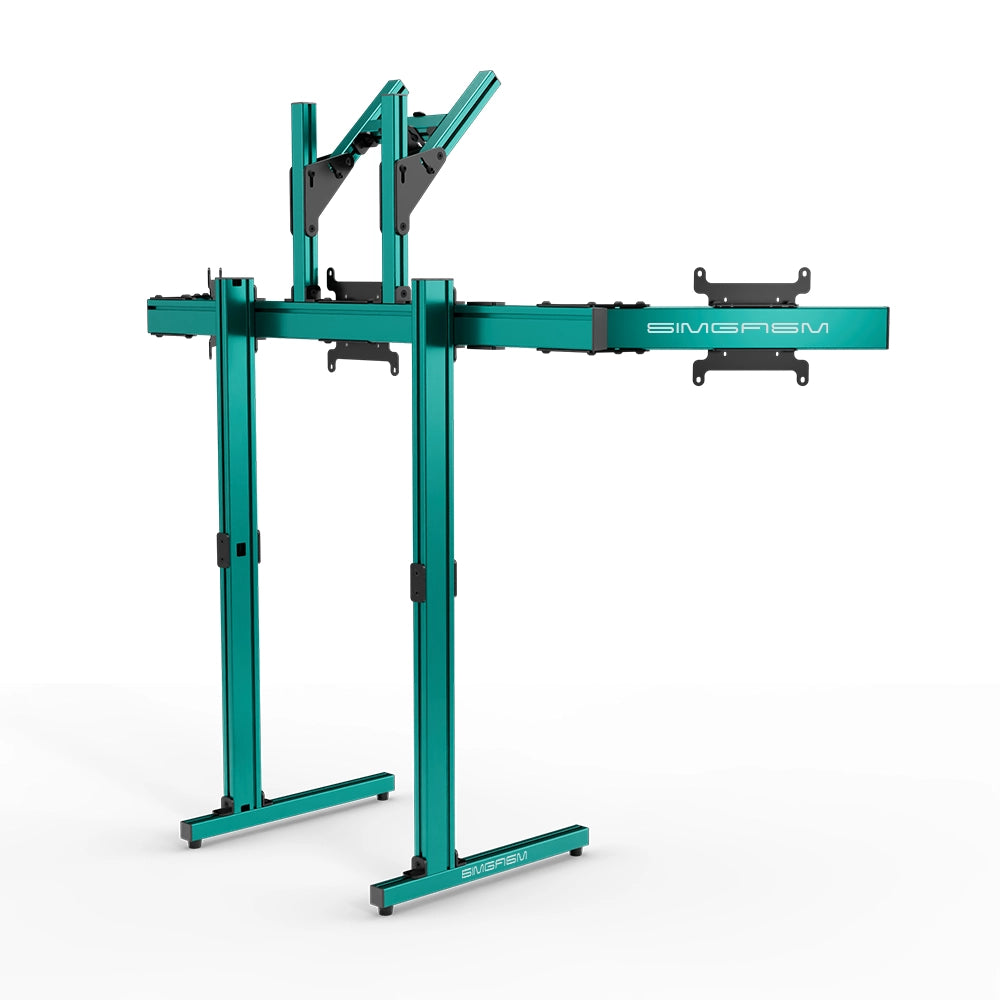 SIMGASM Apex Free Standing Quad Monitor Stand VESA 75/200 in green, opposite angle