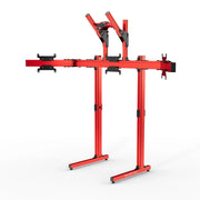 SIMGASM Apex Free Standing Quad Monitor Stand VESA 75/200 in red, angled view