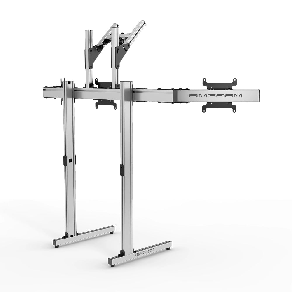SIMGASM Apex Free Standing Quad Monitor Stand VESA 75/200 in silver, opposite angle
