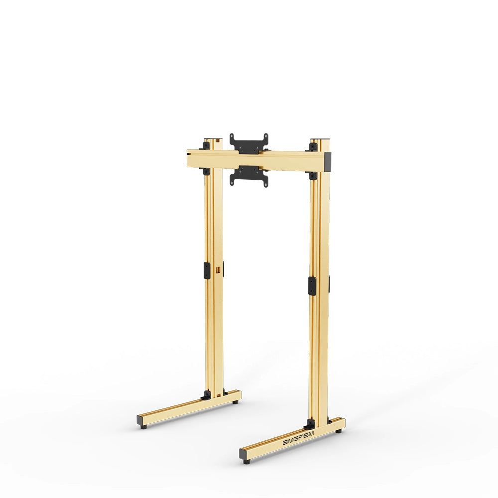SIMGASM Apex Free Standing Single Monitor Stand VESA 75/200 in gold, angled view