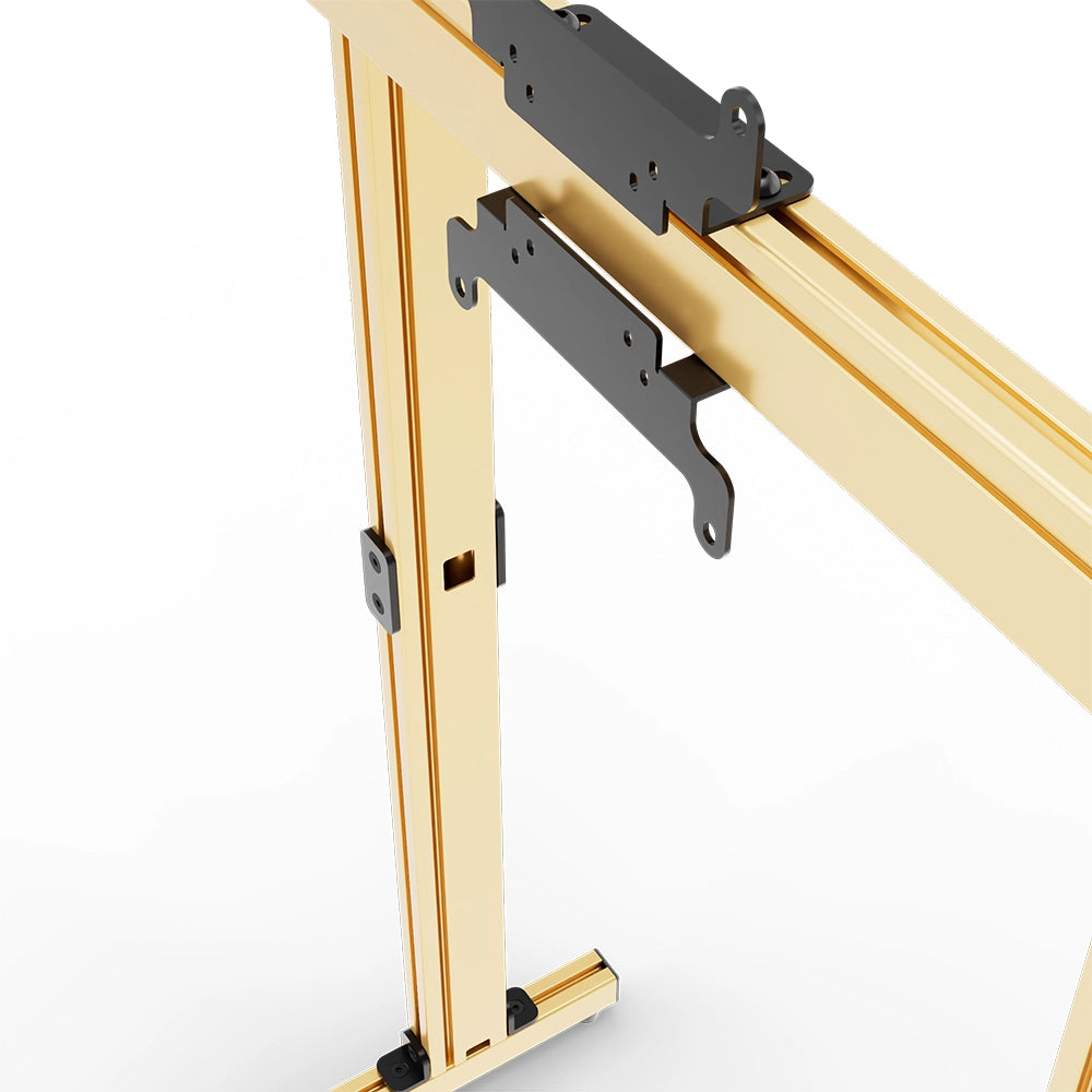 SIMGASM Apex Free Standing Single Monitor Stand VESA 75/200 in gold, mounting detail
