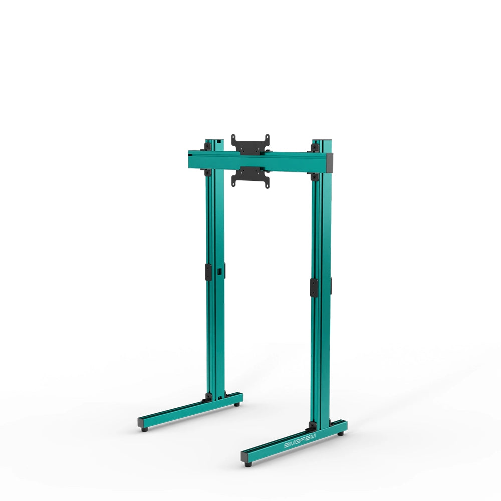 SIMGASM Apex Free Standing Single Monitor Stand VESA 75/200 in green, angled view