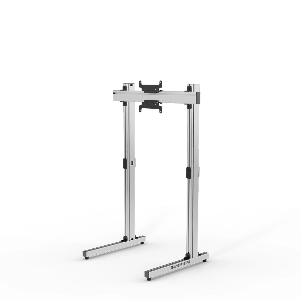 SIMGASM Apex Free Standing Single Monitor Stand VESA 75/200 in silver, angled view