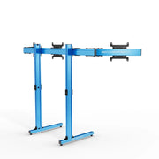 SIMGASM Apex Free Standing Triple Monitor Stand VESA 75/200 in blue, opposite angle