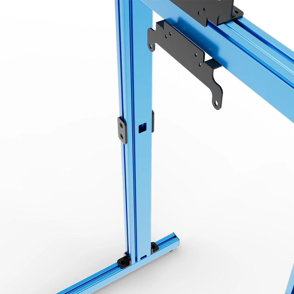 SIMGASM Apex Free Standing Triple Monitor Stand VESA 75/200 in blue, mounting detail