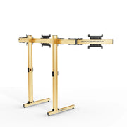 SIMGASM Apex Free Standing Triple Monitor Stand VESA 75/200 in gold, opposite angle