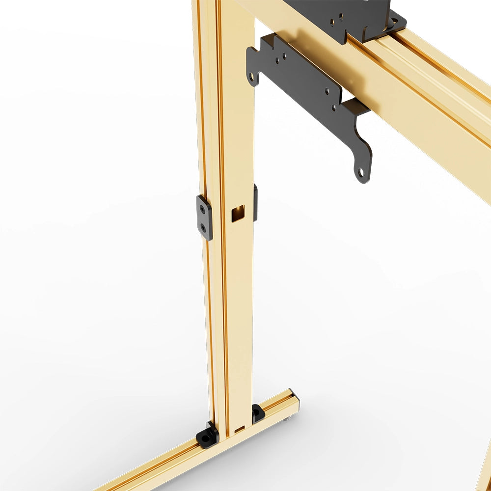 SIMGASM Apex Free Standing Triple Monitor Stand VESA 75/200 in gold, mounting detail