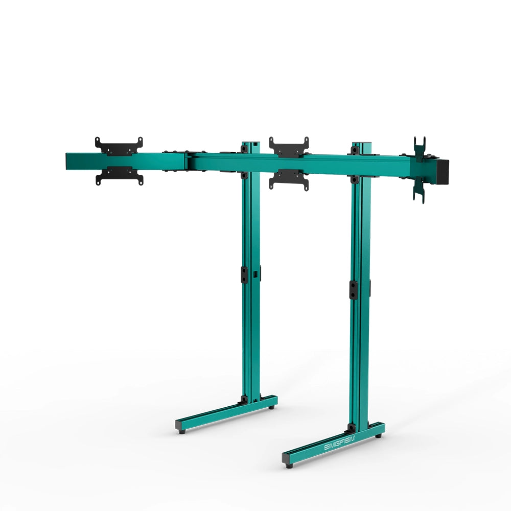 SIMGASM Apex Free Standing Triple Monitor Stand VESA 75/200 in green, angled view