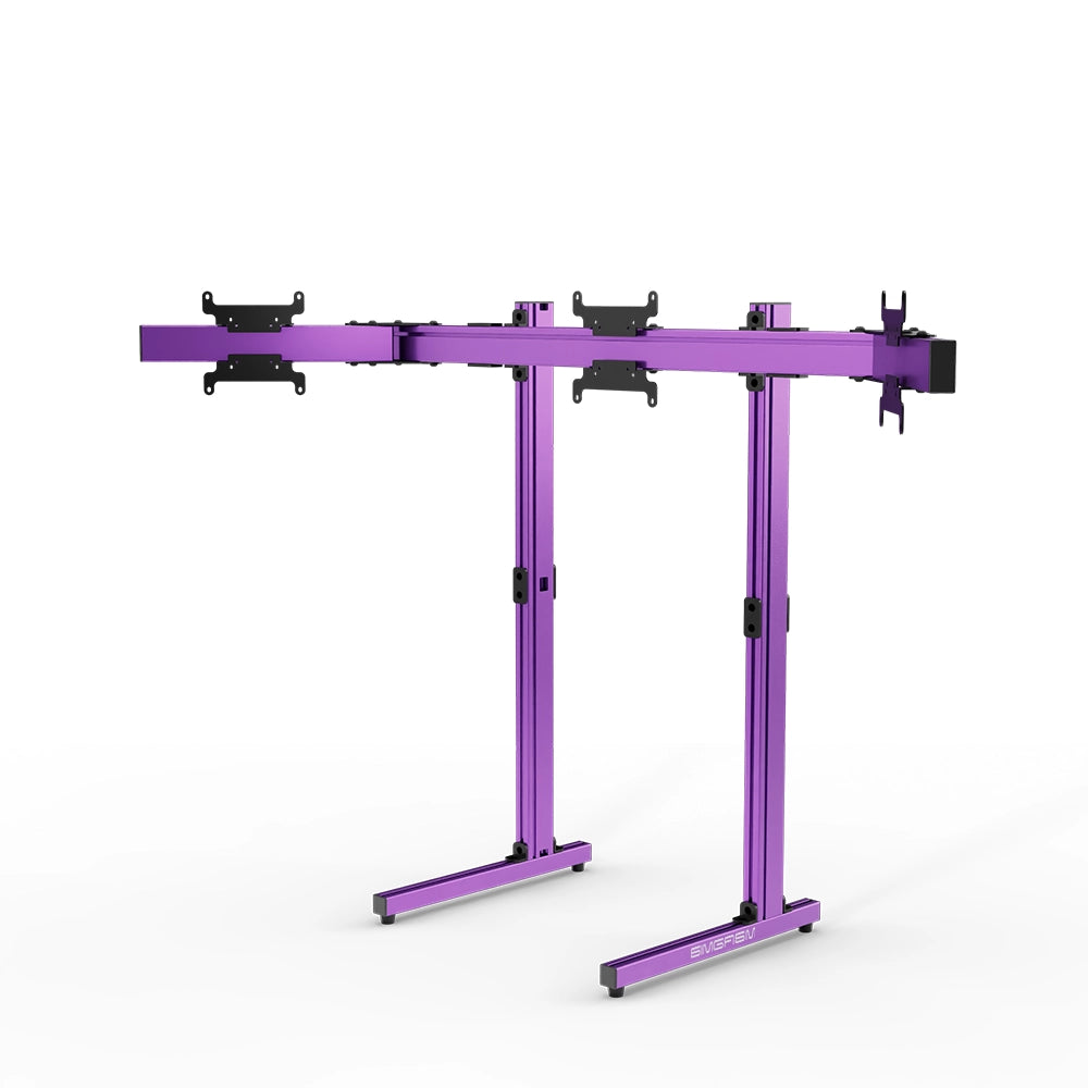 SIMGASM Apex Free Standing Triple Monitor Stand VESA 75/200 in purple, angled view