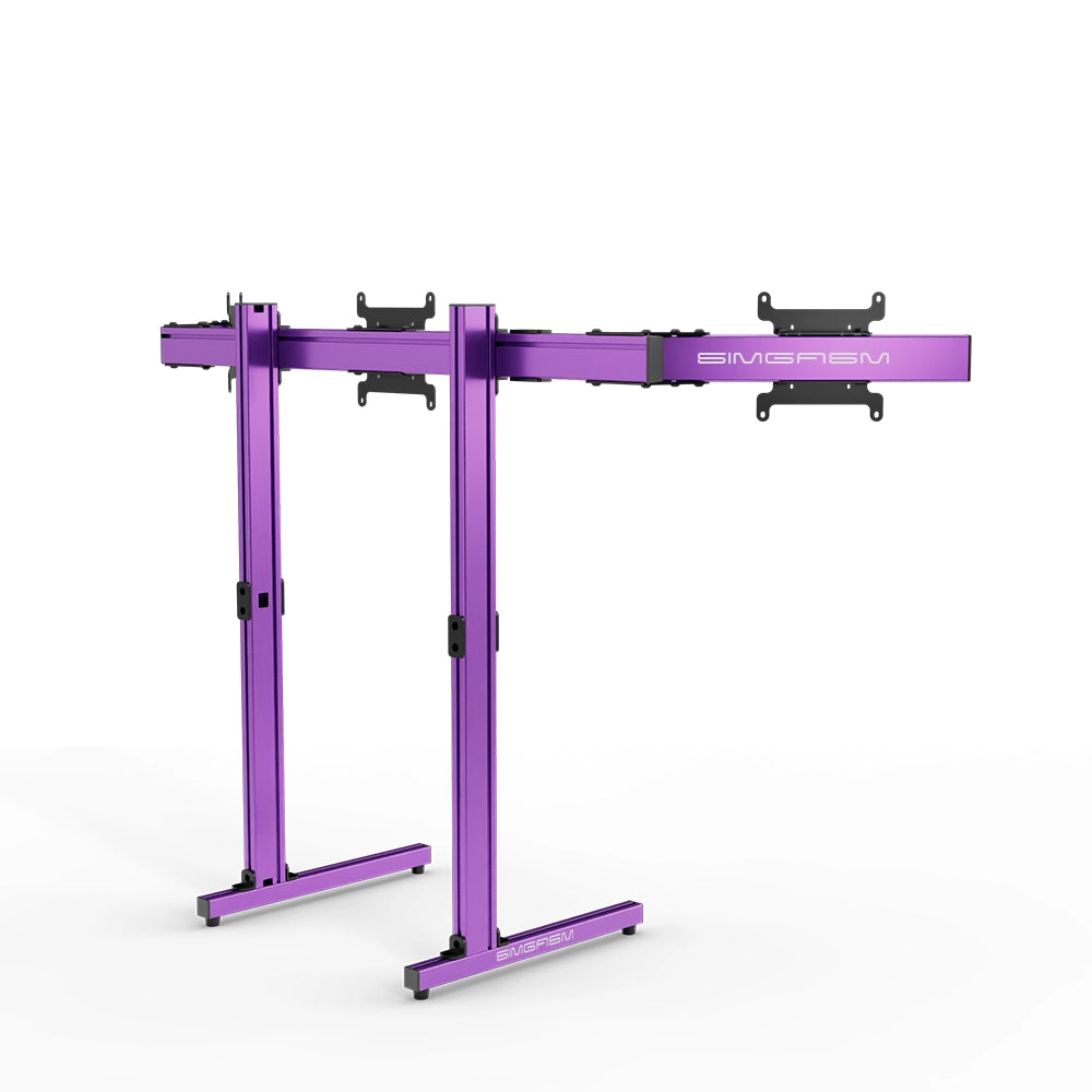 SIMGASM Apex Free Standing Triple Monitor Stand VESA 75/200 in purple, opposite angle