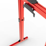 SIMGASM Apex Free Standing Triple Monitor Stand VESA 75/200 in red, mounting detail