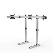 SIMGASM Apex Free Standing Triple Monitor Stand VESA 75/200 in silver, angled view