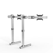 SIMGASM Apex Free Standing Triple Monitor Stand VESA 75/200 in silver, opposite angle