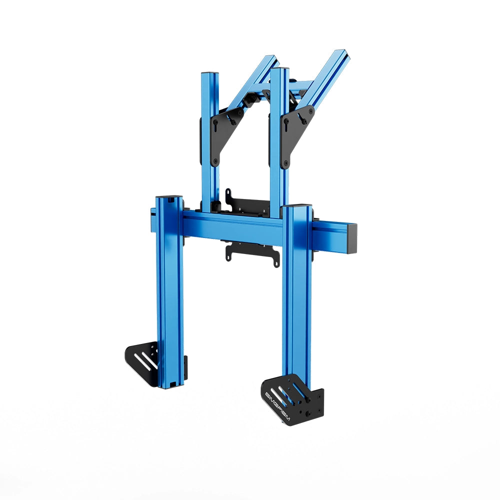 SIMGASM Apex Integrated Double Monitor Stand VESA 75/200 in blue, opposite angle