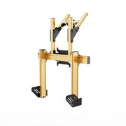 SIMGASM Apex Integrated Double Monitor Stand VESA 75/200 in gold, opposite angle