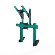 SIMGASM Apex Integrated Double Monitor Stand VESA 75/200 in green, angled view