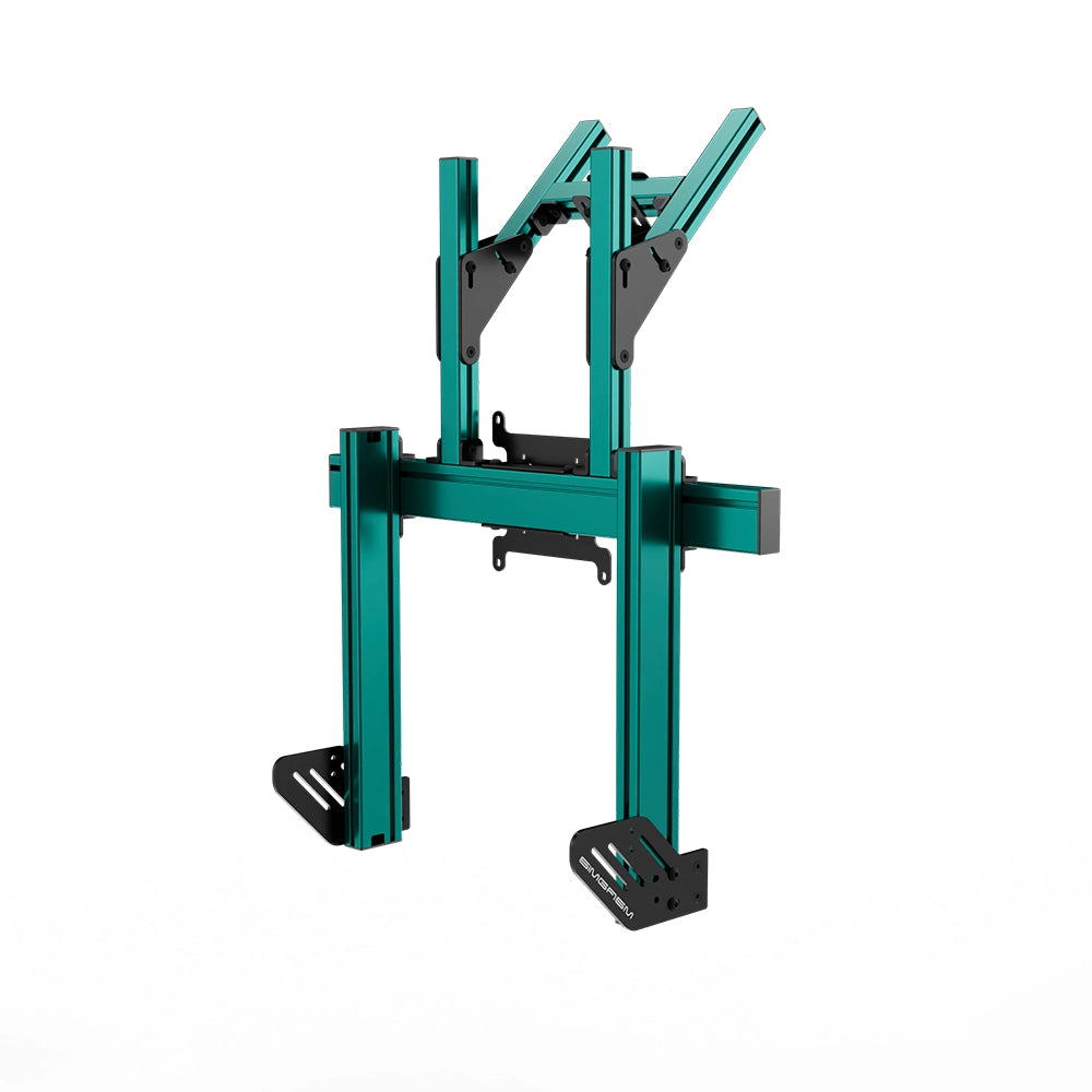 SIMGASM Apex Integrated Double Monitor Stand VESA 75/200 in green, opposite angle