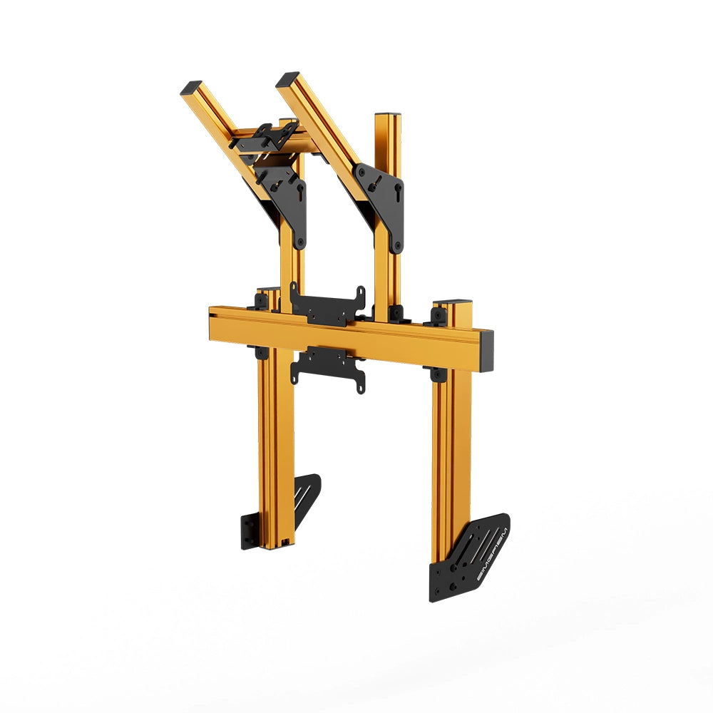 SIMGASM Apex Integrated Double Monitor Stand VESA 75/200 in orange, angled view