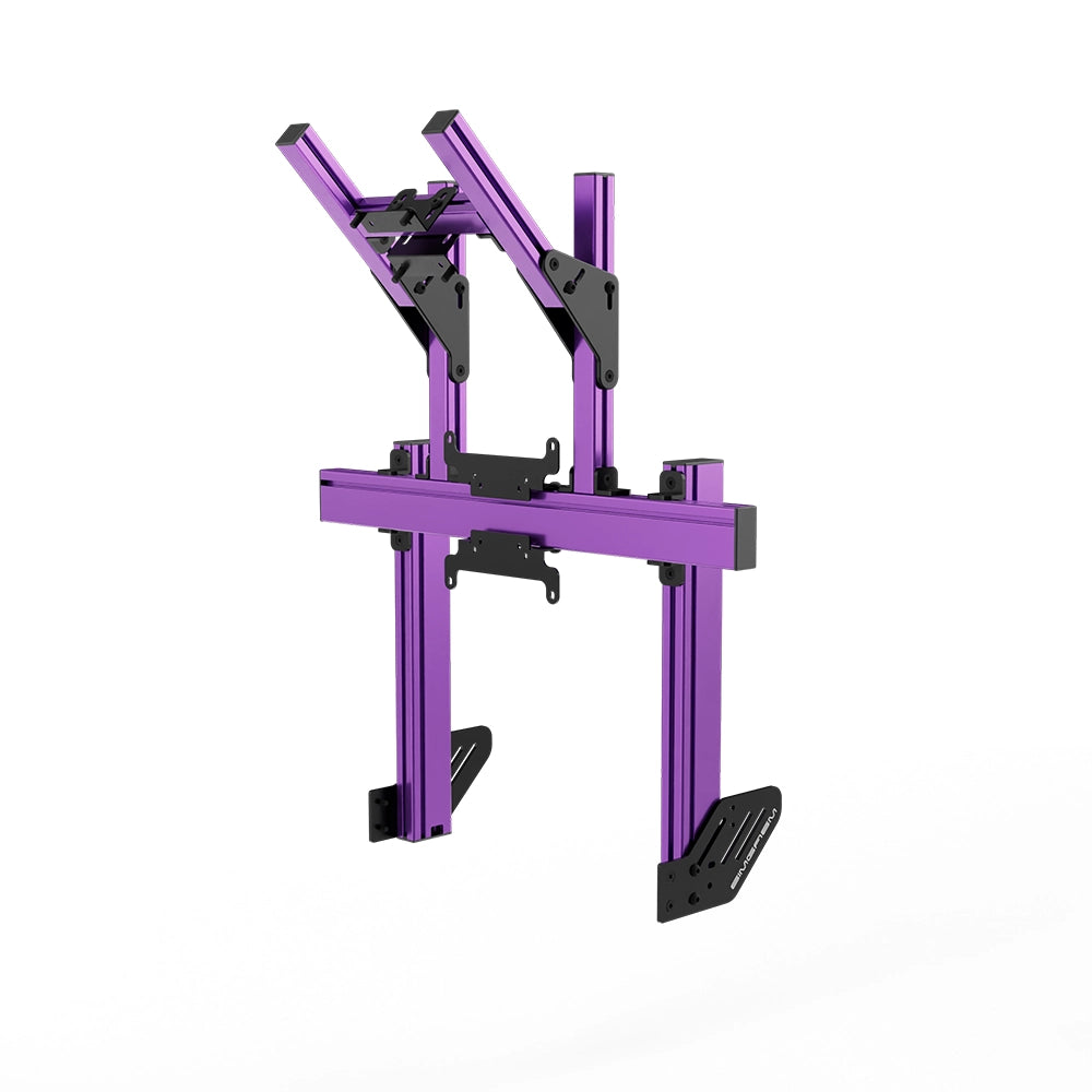 SIMGASM Apex Integrated Double Monitor Stand VESA 75/200 in purple, angled view
