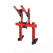 SIMGASM Apex Integrated Double Monitor Stand VESA 75/200 in red, angled view