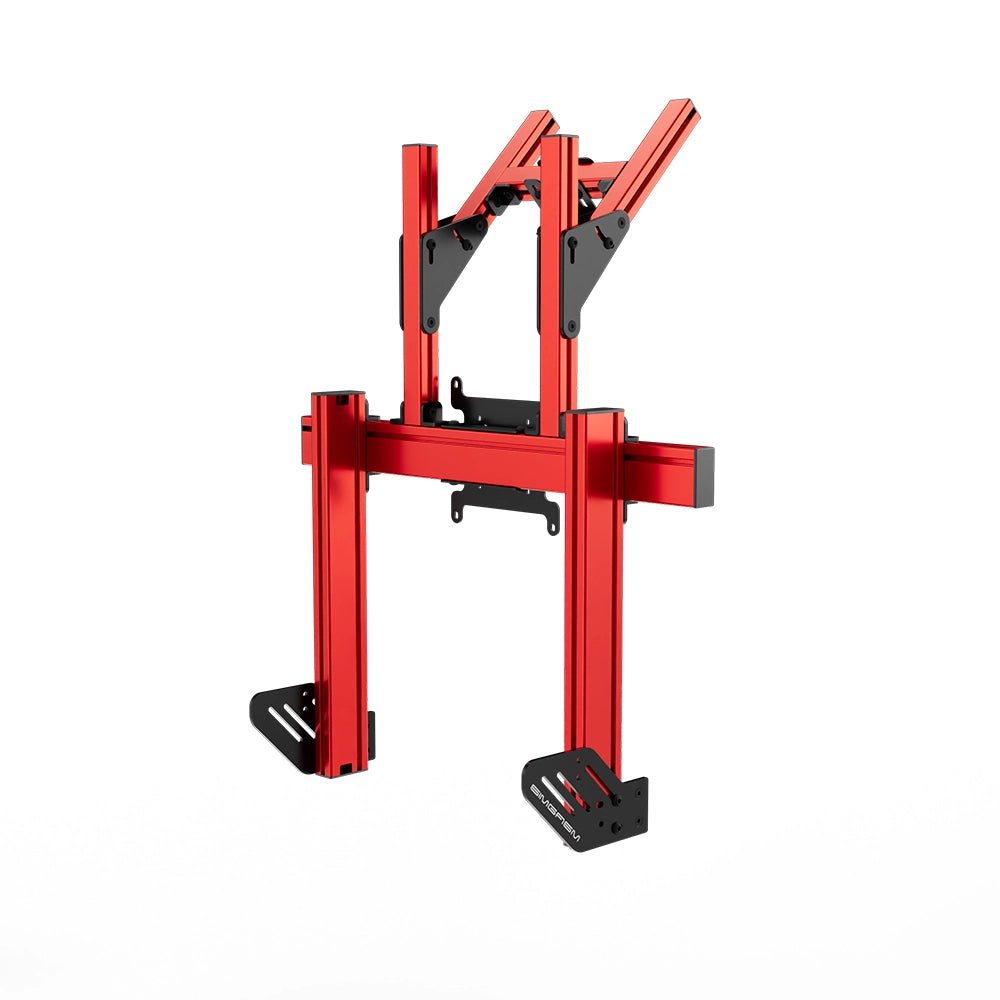 SIMGASM Apex Integrated Double Monitor Stand VESA 75/200 in red, opposite angle