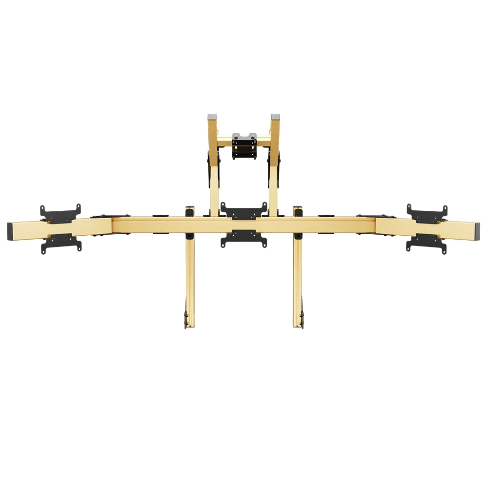SIMGASM Apex Integrated Quad Monitor Stand VESA 75/200 in gold, overview