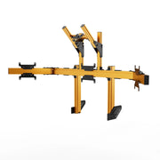 SIMGASM Apex Integrated Quad Monitor Stand VESA 75/200 in orange, angled view