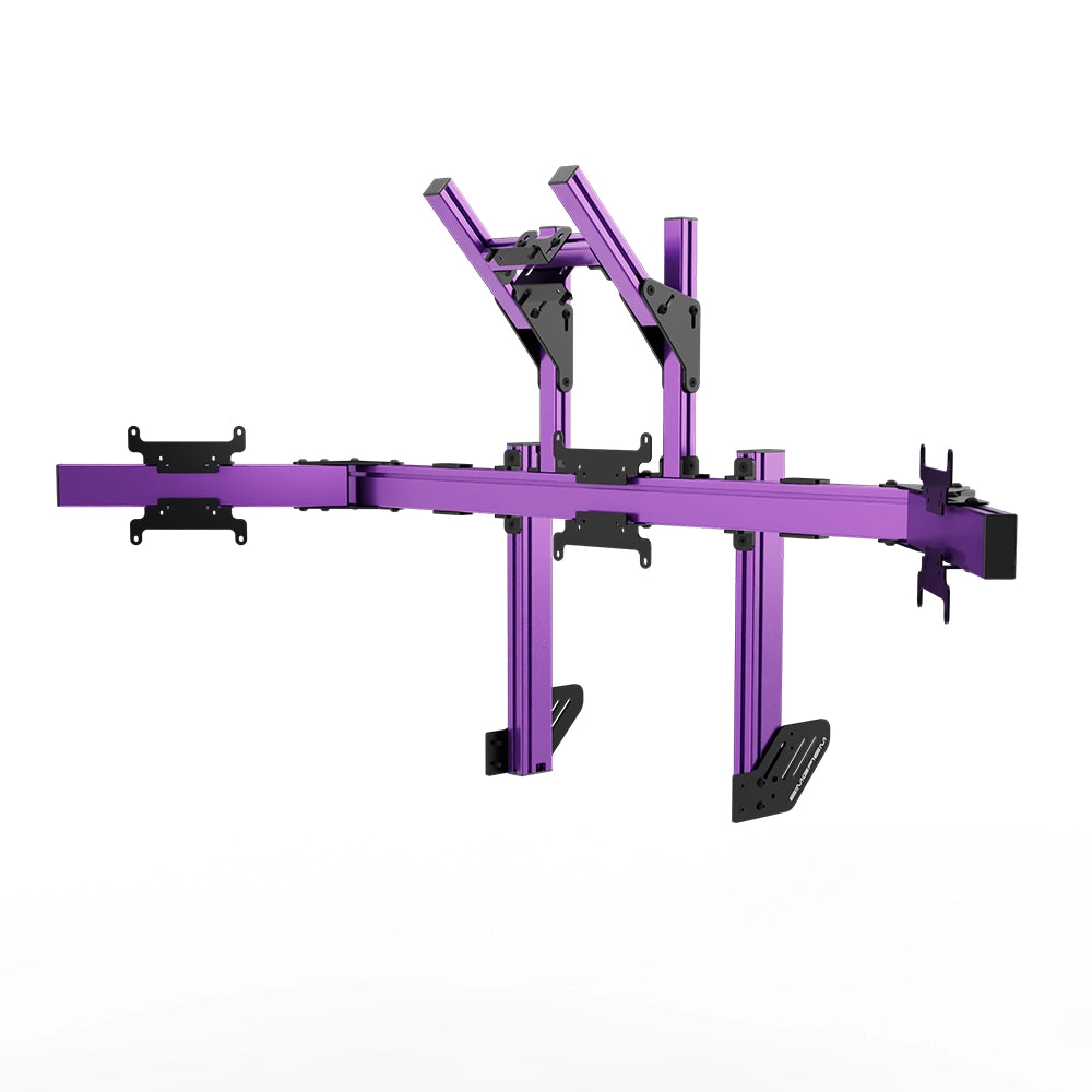 SIMGASM Apex Integrated Quad Monitor Stand VESA 75/200 in purple, angled view