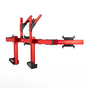 SIMGASM Apex Integrated Quad Monitor Stand VESA 75/200 in red, opposite angle