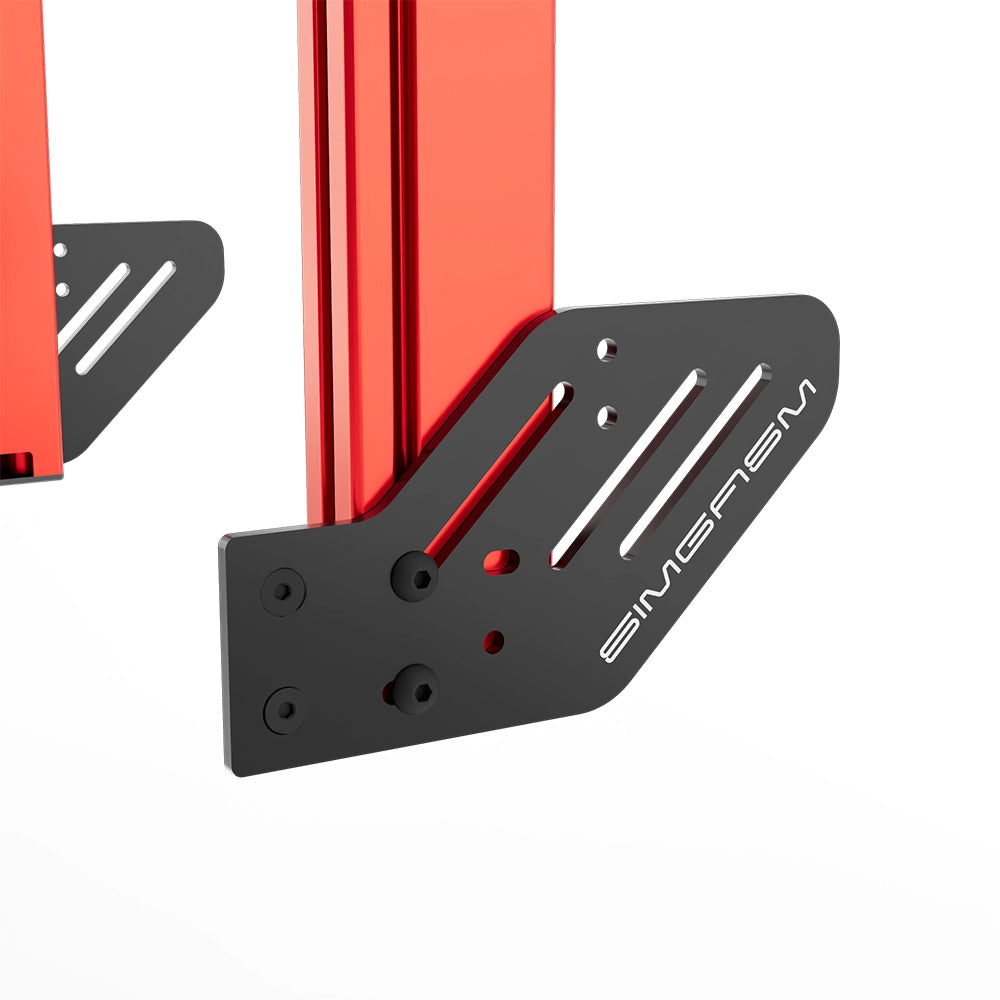 SIMGASM Apex Integrated Quad Monitor Stand VESA 75/200 in red, mounting detail