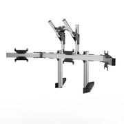 SIMGASM Apex Integrated Quad Monitor Stand VESA 75/200 in silver, angled view