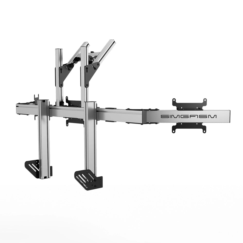 SIMGASM Apex Integrated Quad Monitor Stand VESA 75/200 in silver, opposite angle
