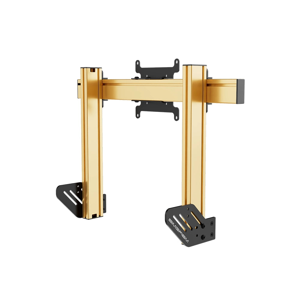 SIMGASM Apex Integrated Single Monitor Stand VESA 75/200 in gold, opposite angle