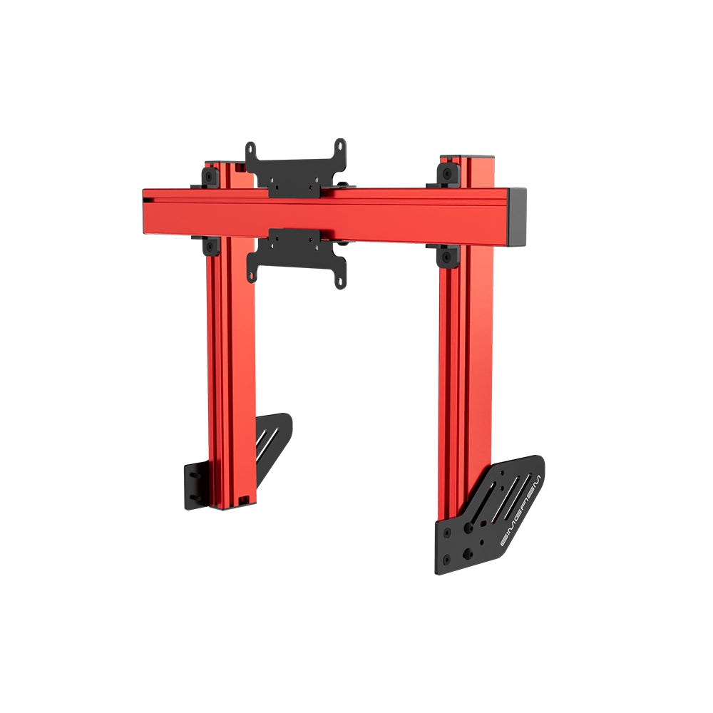 SIMGASM Apex Integrated Single Monitor Stand VESA 75/200 in red, angled view
