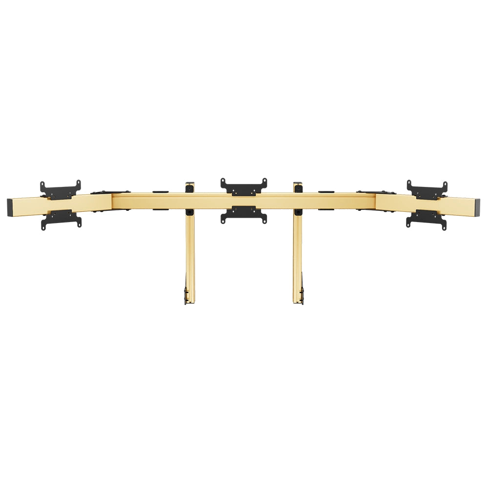 SIMGASM Apex Integrated Triple Monitor Stand VESA 75/200 in gold, overview