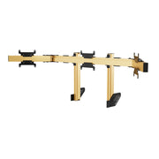 SIMGASM Apex Integrated Triple Monitor Stand VESA 75/200 in gold, angled view