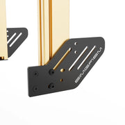 SIMGASM Apex Integrated Triple Monitor Stand VESA 75/200 in gold, mounting detail