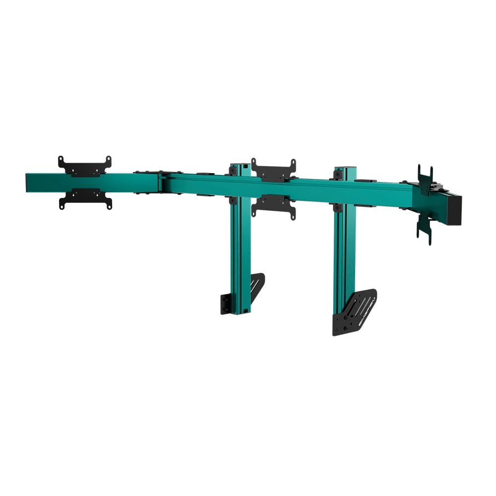 SIMGASM Apex Integrated Triple Monitor Stand VESA 75/200 in green, angled view