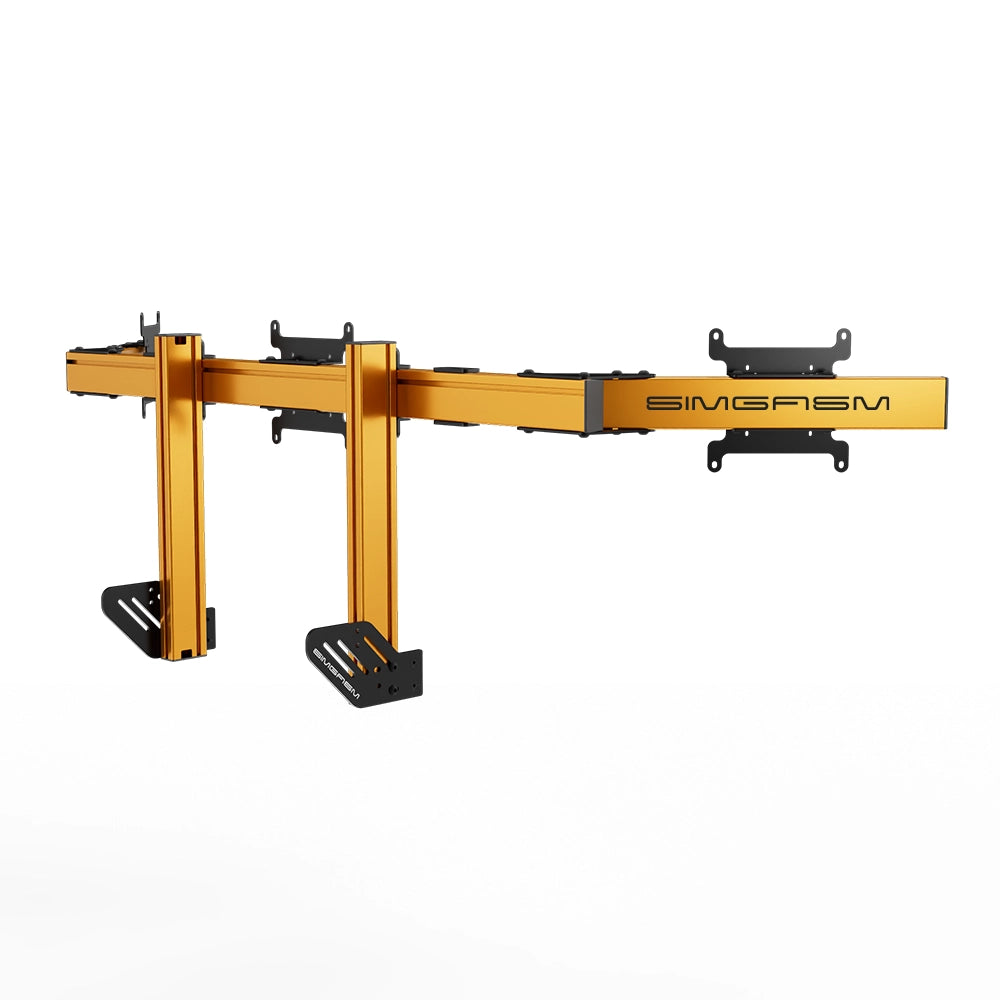 SIMGASM Apex Integrated Triple Monitor Stand VESA 75/200 in orange, opposite angle
