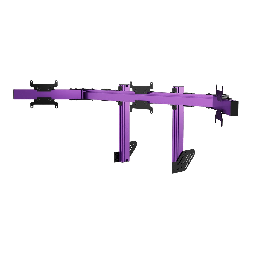 SIMGASM Apex Integrated Triple Monitor Stand VESA 75/200 in purple, angled view