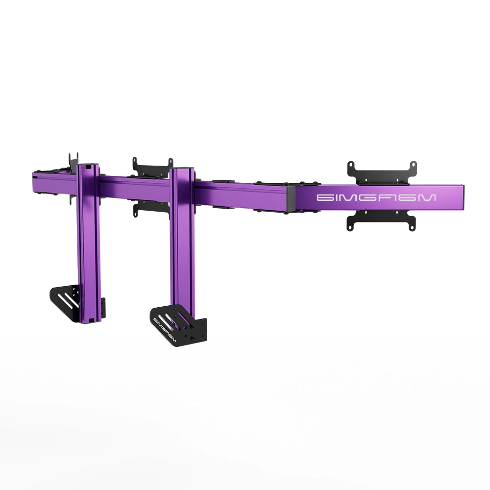 SIMGASM Apex Integrated Triple Monitor Stand VESA 75/200 in purple, opposite angle