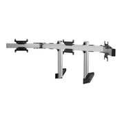 SIMGASM Apex Integrated Triple Monitor Stand VESA 75/200 in silver, angled view