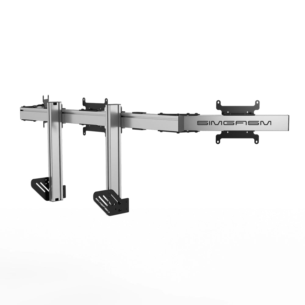 SIMGASM Apex Integrated Triple Monitor Stand VESA 75/200 in silver, opposite angle