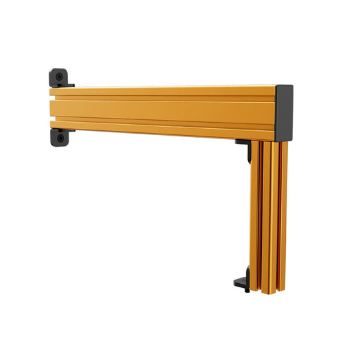 SIMGASM Apex orange shifter and handbrake mounting arm, angled view with mounting brackets