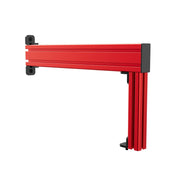 SIMGASM Apex red shifter and handbrake mounting arm, angled view with mounting brackets