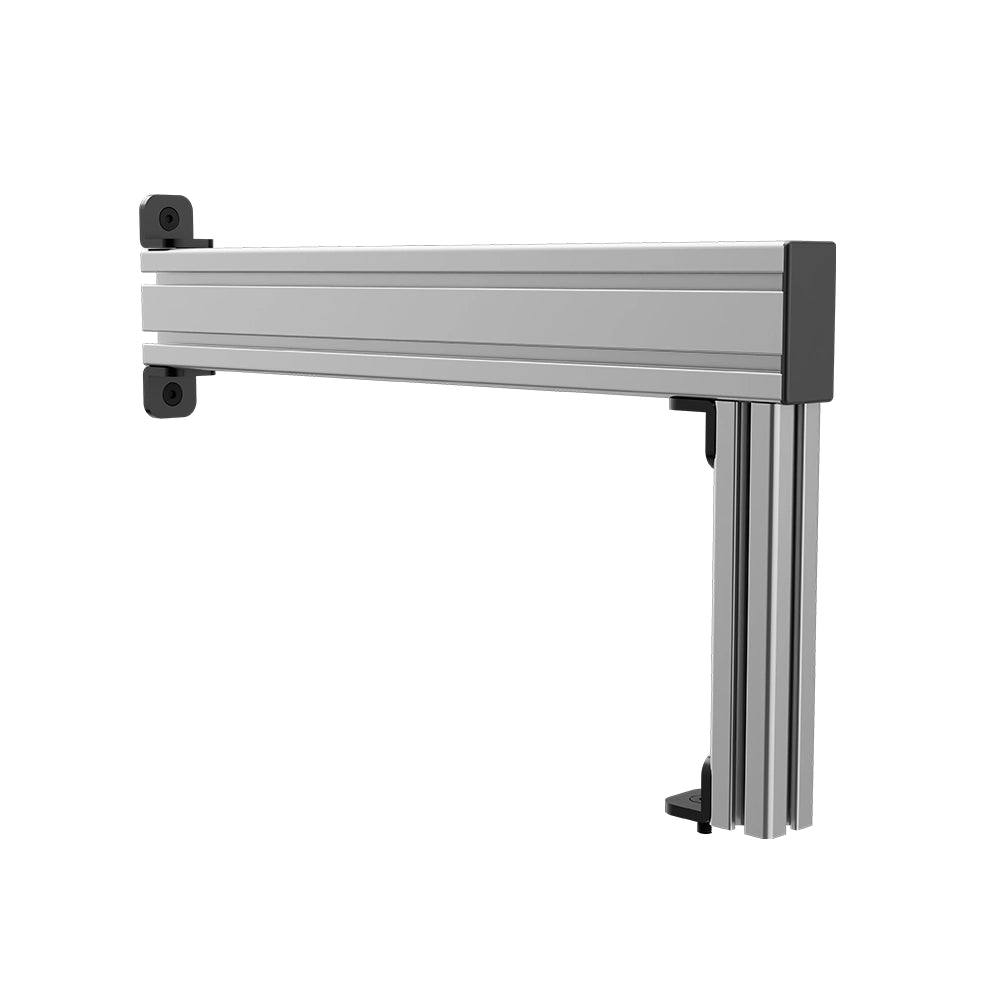 SIMGASM Apex silver shifter and handbrake mounting arm, angled view with mounting brackets