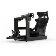 SIMGASM C120 Sport JPS aluminum sim racing cockpit with GT seat and MOZA wheelbase, steering wheel and pedals, front three-quarter view