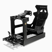 SIMGASM C160 Pro JPS aluminum sim racing cockpit with GT seat and MOZA wheelbase, steering wheel and pedals, front three-quarter view
