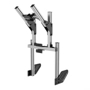 SIMGASM Core Integrated Double Monitor Stand VESA 75/100 in silver, angled view